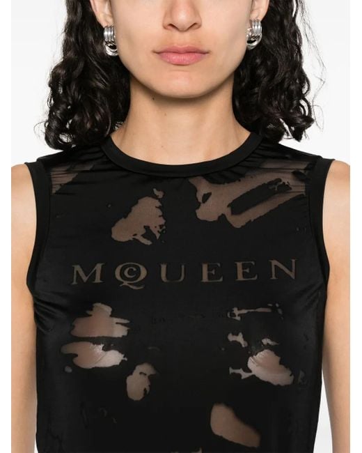McQueen Black Logo-Jacquard Top