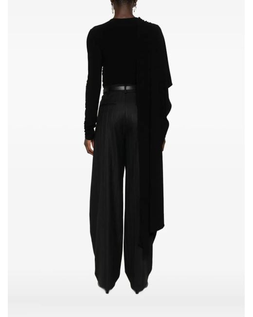 ANDAMANE Black Draped Asymmetric Bodysuit