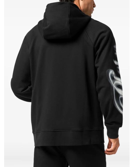 Philipp Plein Black Graphic-Print Zip Hoodie for men