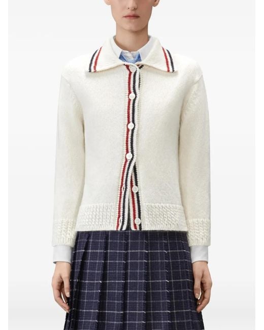 Thom Browne White Button-Up Cardigan