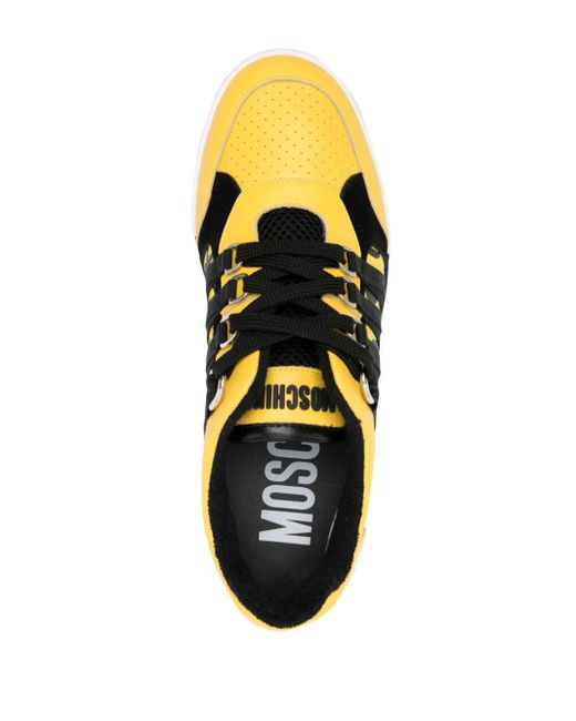 Moschino Yellow Strap-detailing Leather Sneakers for men