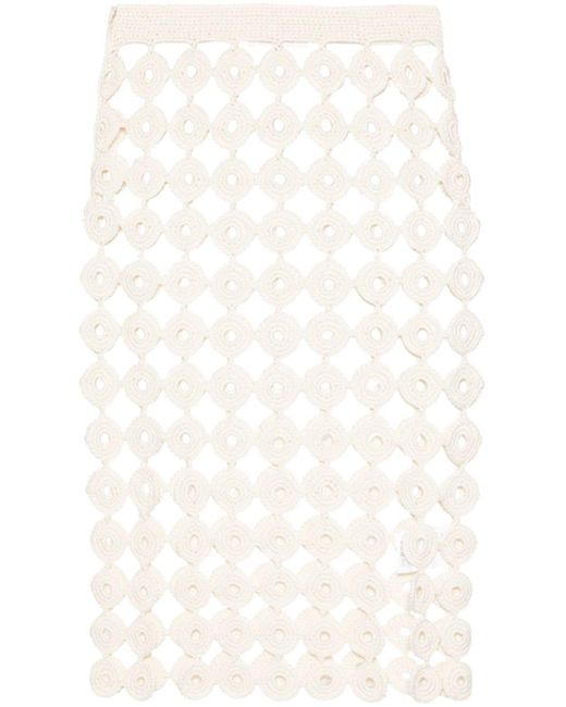 Wales Bonner Stanza Crochet-knit Midi Skirt White