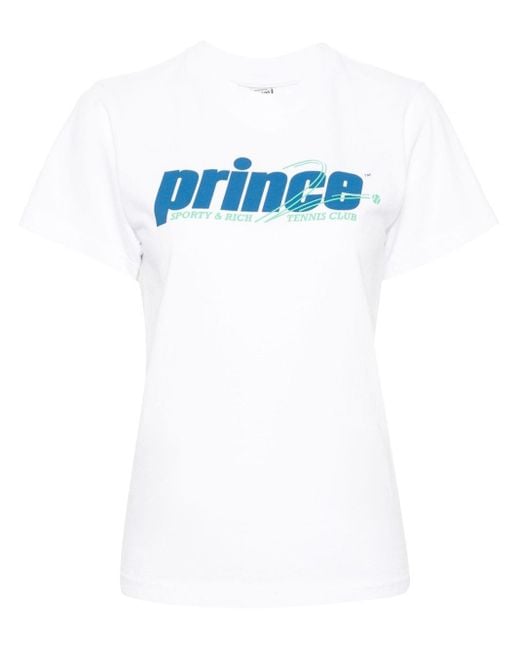 Sporty & Rich Blue T-Shirt mit Logo-Print