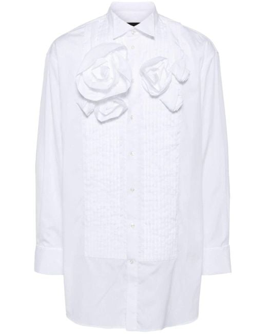 Simone Rocha White Rose-appliqué Poplin Cotton Shirt for men