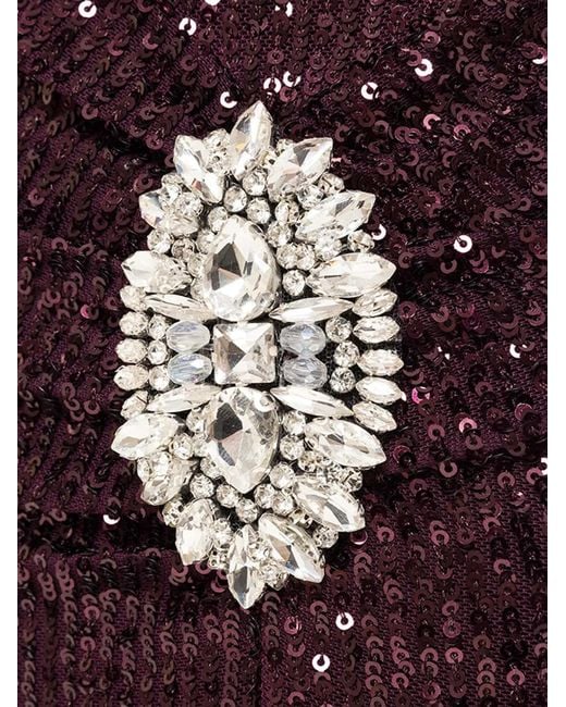 Nissa Purple Sequin-Embellished One-Shoulder Maxi Dress