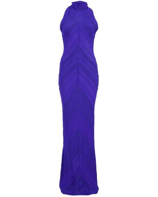 Zeus + Dione Purple Textured Silk-blend Dress