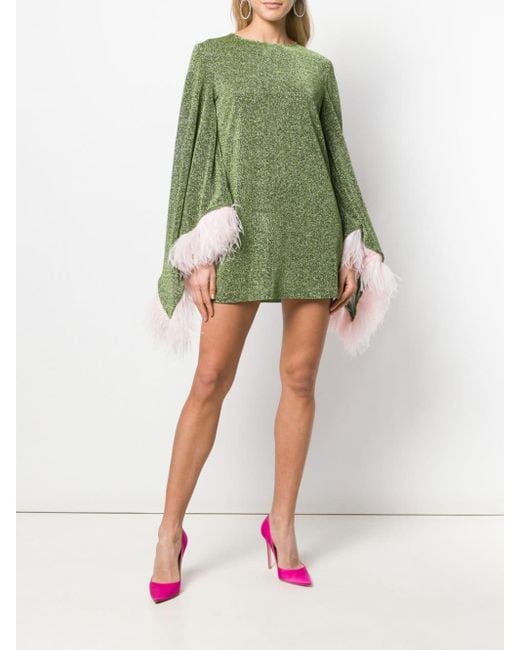 The Attico Feather Trim Mini Dress in Green | Lyst