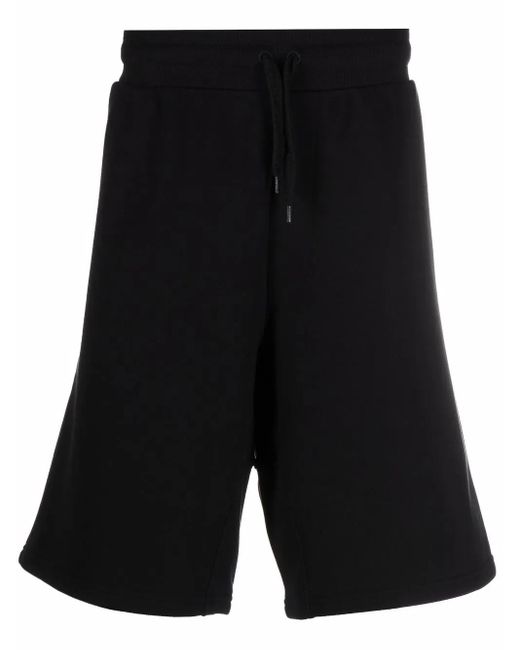 Moschino Black Embroidered-Logo Jogger Shorts for men