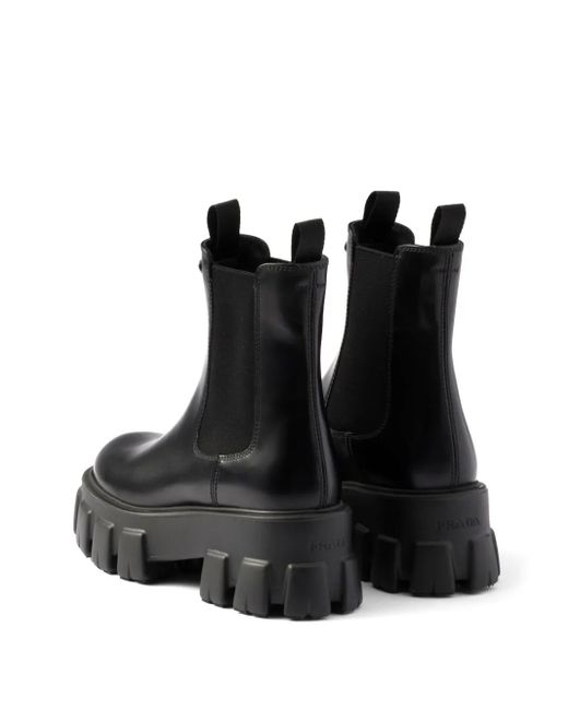 Prada Black Monolith Leather Chelsea Boots