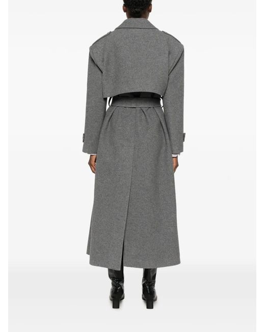 LE SULLY STUDIO Gray Double-Breasted Belted Coat