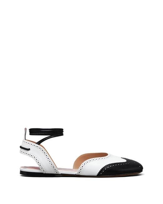 Thom Browne White Wing-Tip D'Orsay Flat Pumps