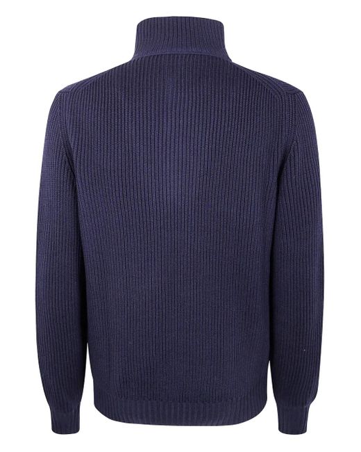 FILIPPO DE LAURENTIIS Blue High-Neck Wool Sweater for men