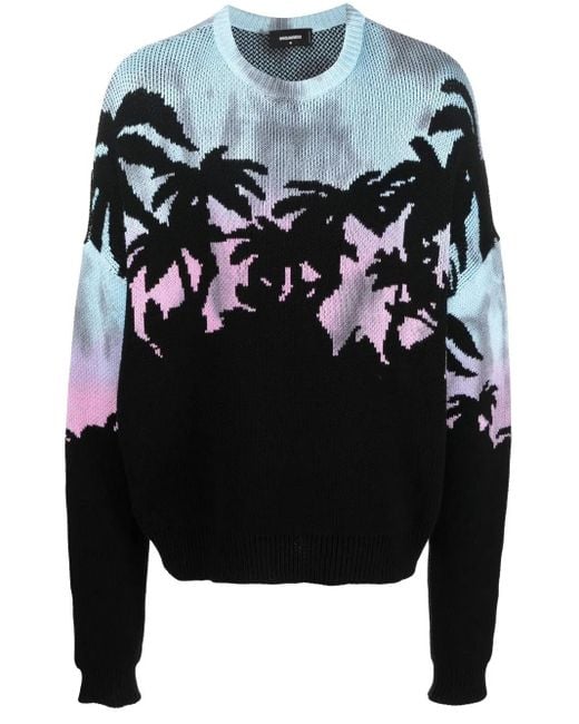 DSquared² Black Printed Sweater for men