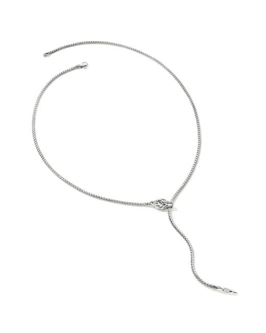 John Hardy Metallic Sterling Naga Lariat Sapphire Necklace
