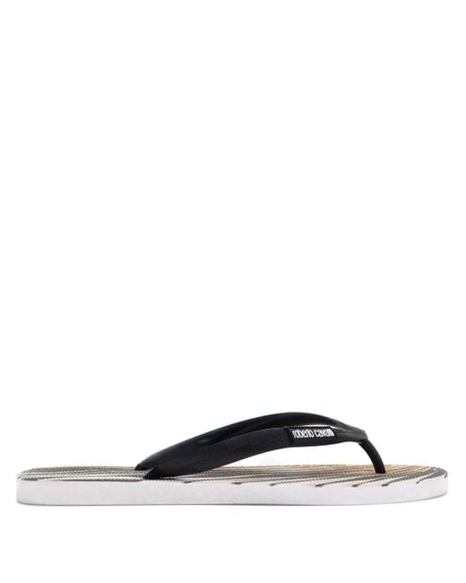 Roberto Cavalli Black Ray Of Print Flip-Flops for men