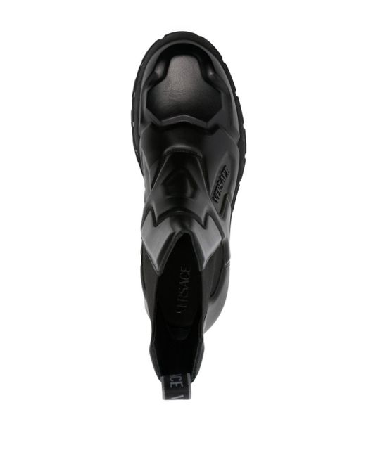 Versace - Greca leather boots, Mytheresa