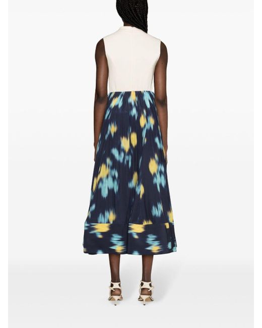 Lanvin Blue Abstract-print High-low Skirt