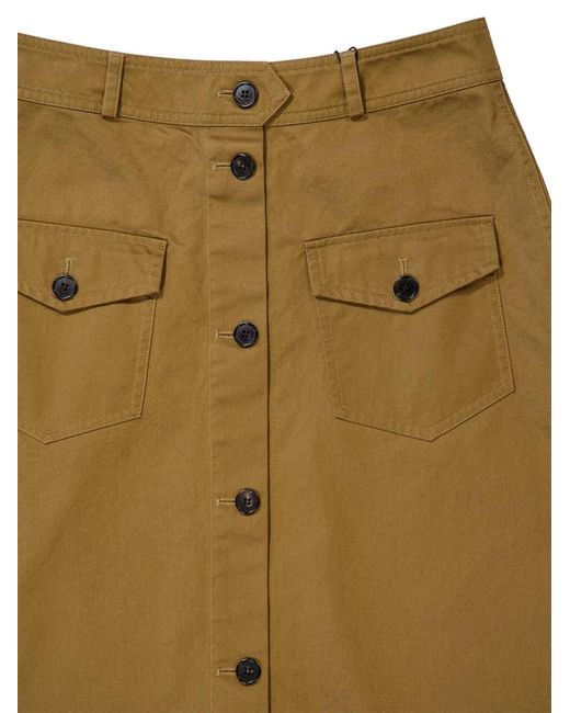 Saint Laurent Natural Cotton Midi Skirt