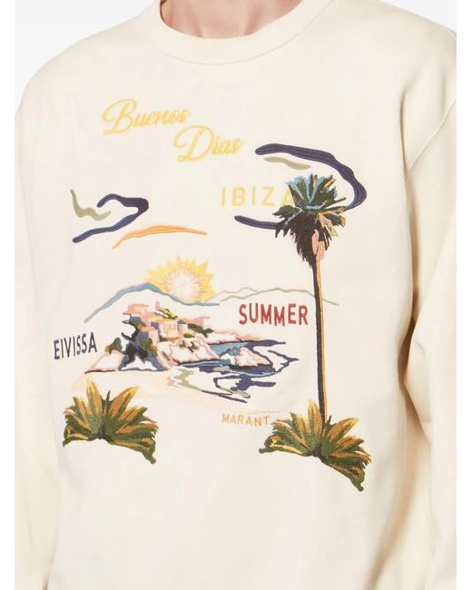 Isabel Marant White Mikoy Embroidered Sweatshirt for men