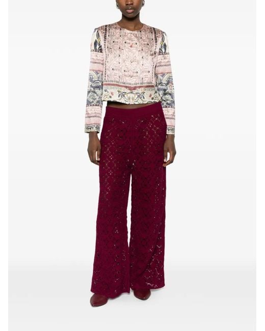Bompard Red Crocheted Elasticated-Waist Trousers