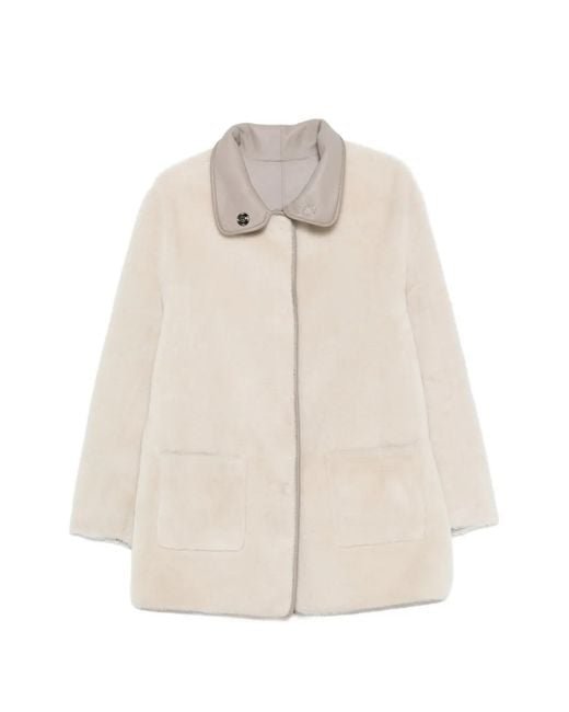 Simonetta Ravizza White Reversible Shearling Coat