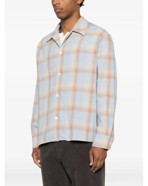 Second/Layer White Logan Ombre Checked Shirt for men