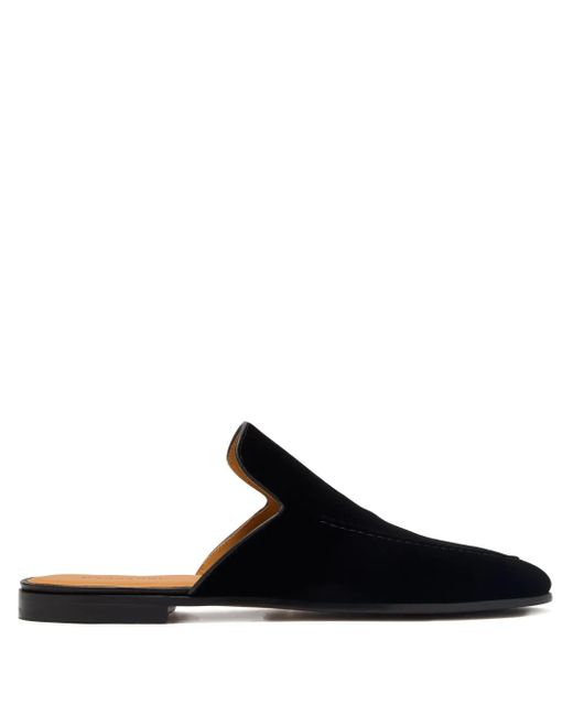 Magnanni Shoes Black Open-Back Suede Loafers for men