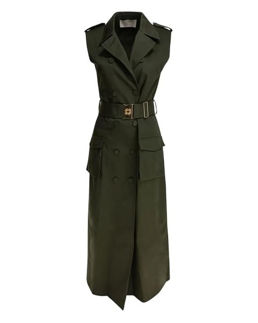 Elie Saab ベルテッド ダブルブレスト ドレス Green