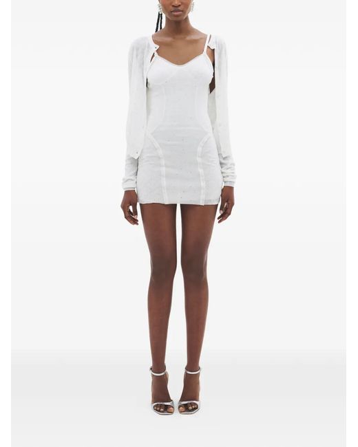 Area White Crystal-Embellished Cardigan