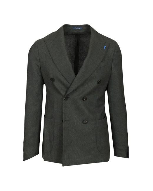 Guarinucci Black Double-Breasted Peak-Lapel Blazer for men