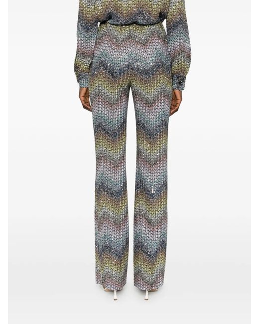 Missoni Gray Zigzag-Knit Flared Trousers