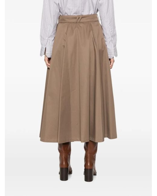 Burberry Natural Double-Breasted Belted Skirt