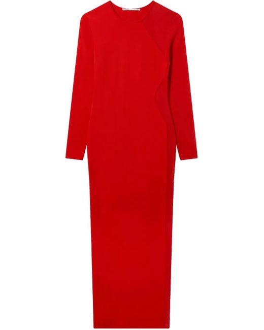 Stella McCartney Red Lace-Panel Midi Dress