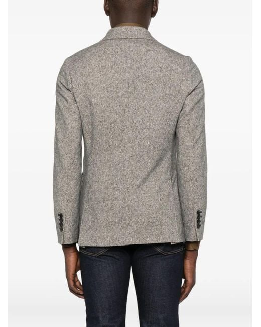 Circolo 1901 Gray Herringbone Double-Breasted Blazer for men