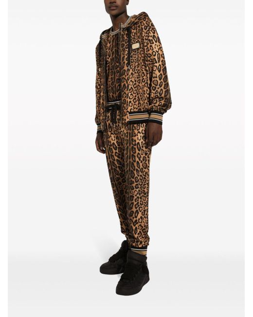 Felpa leopardata di Dolce & Gabbana in Brown da Uomo