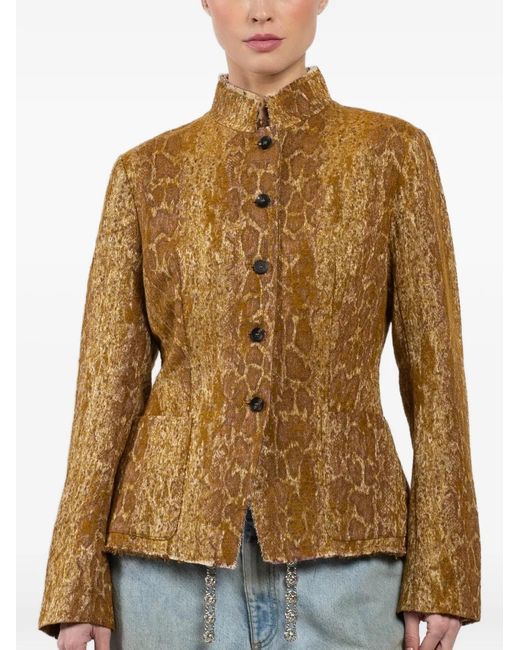 Masnada Brown Button Textured Jacket