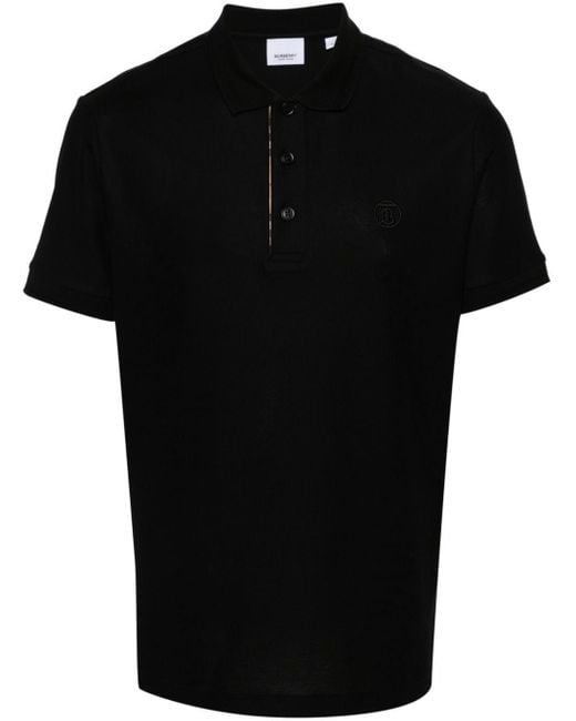 Burberry Piqué Poloshirt in het Black voor heren