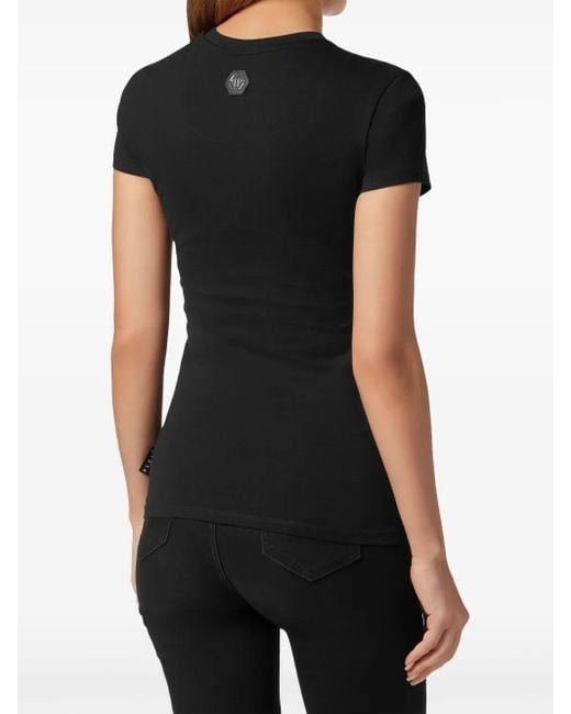 Philipp Plein Black Crystal-Embellished Cotton T-Shirt