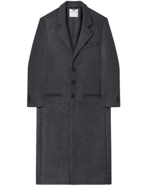 Courreges Black Notched-Lapels Single-Breasted Coat for men