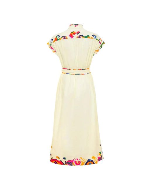 Carolina K Metallic Abstract-Print Belted Shirt Dress
