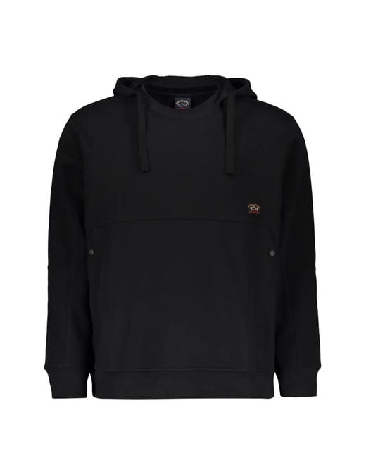Paul & Shark Black Logo-Patch Hoodie for men
