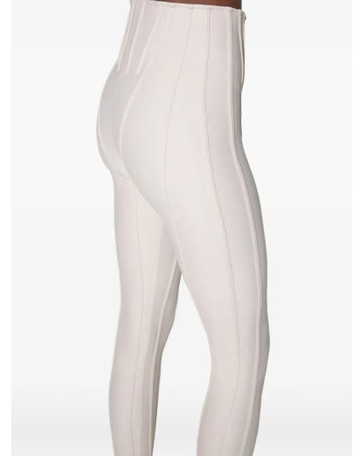 Mugler White Seam-Detail Panelled Leggings