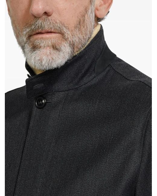 Zegna Black High-Neck Wool Jacket for men