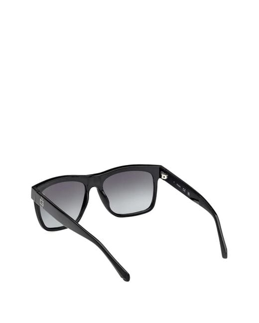 GUESS EYEWEAR Black Logo-Plaque Rectangle-Frame Sunglasses for men