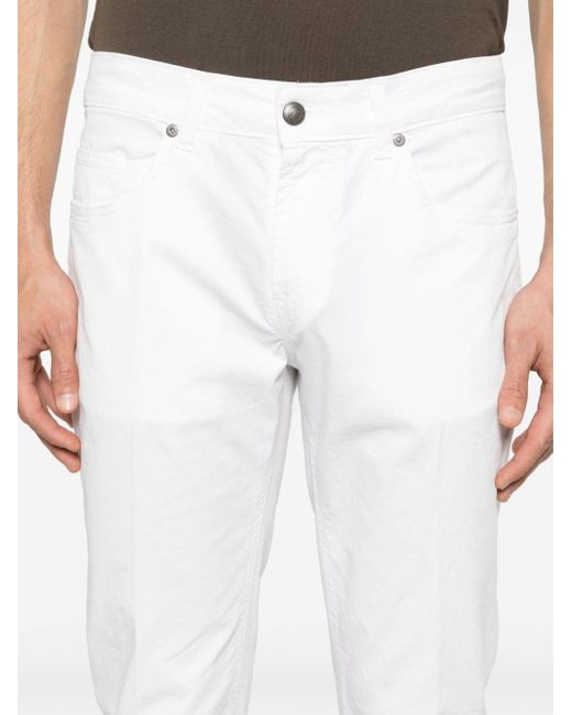 Fay White Tapered-leg Cotton Trousers for men