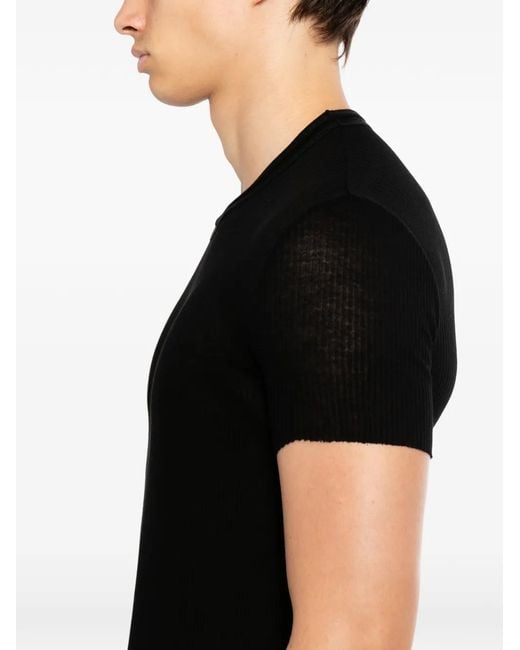 Julius Black Ribbed T-Shirt for men