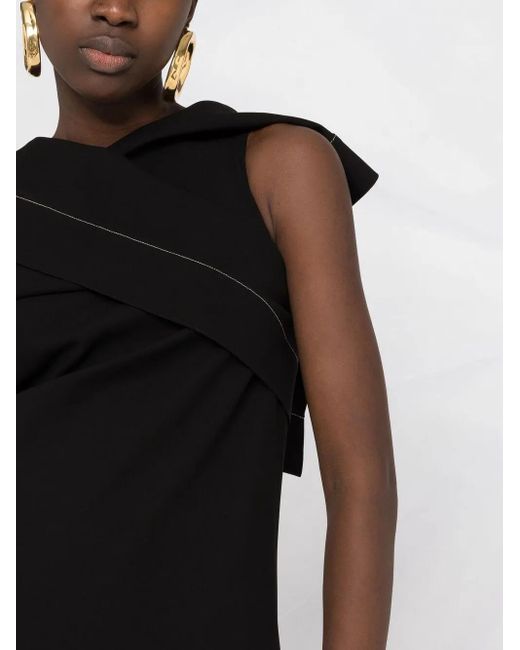 Jil Sander Black Drapiertes Kleid Mit Kontrastnähten