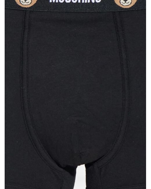 Moschino Black Logo Teddy-Detail Cotton Boxers (Pack Of Two) for men