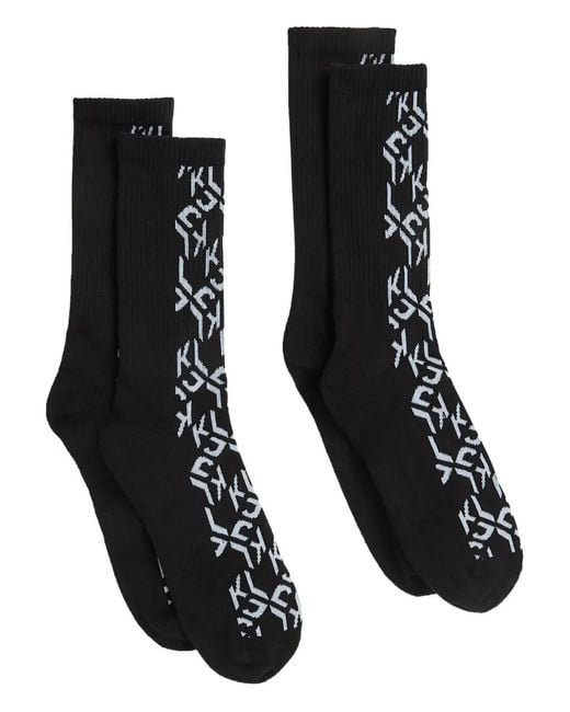 Karl Lagerfeld Black Monogram-Pattern Socks for men
