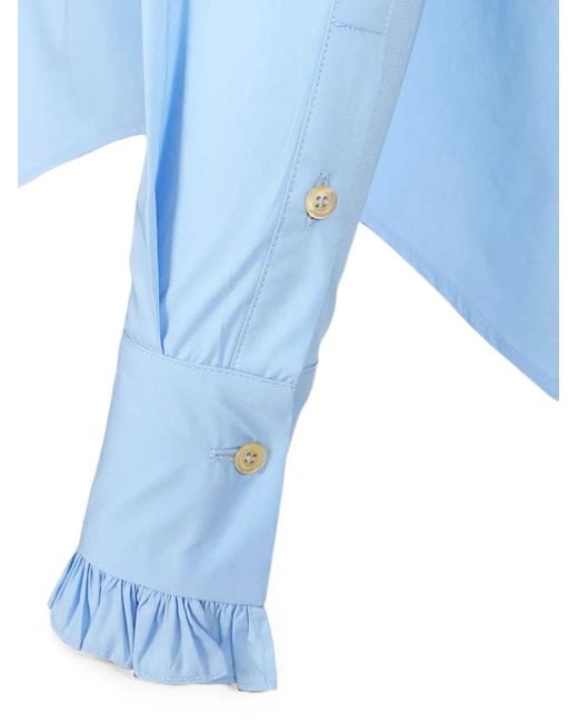Al Duca D'aosta Blue Rouche Cotton Shirt